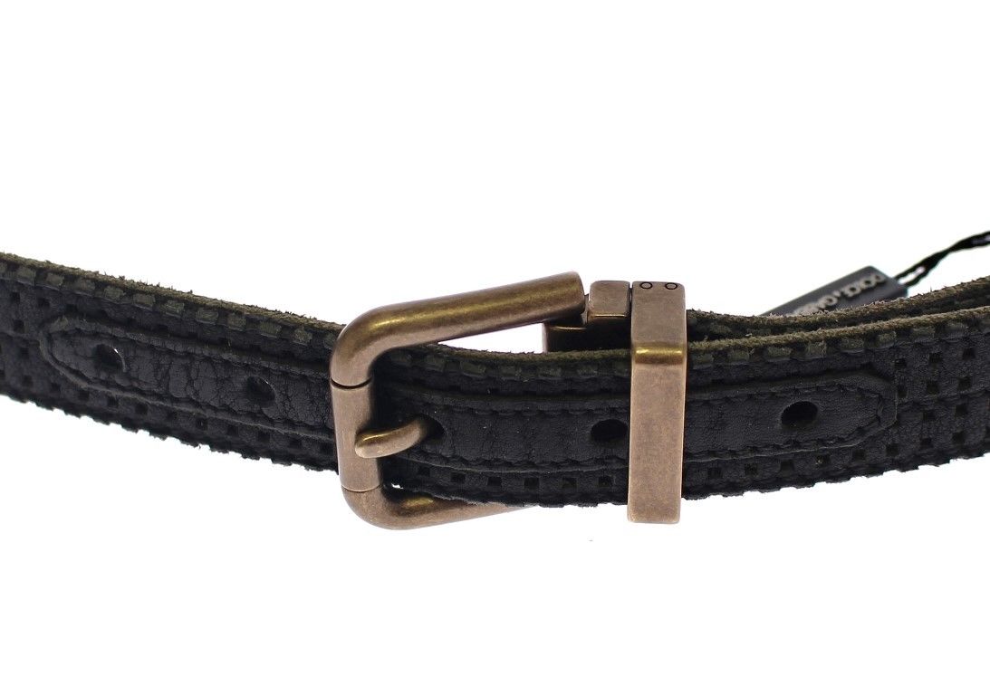 Dolce &amp; Gabbana Blue Leather Logo Belt