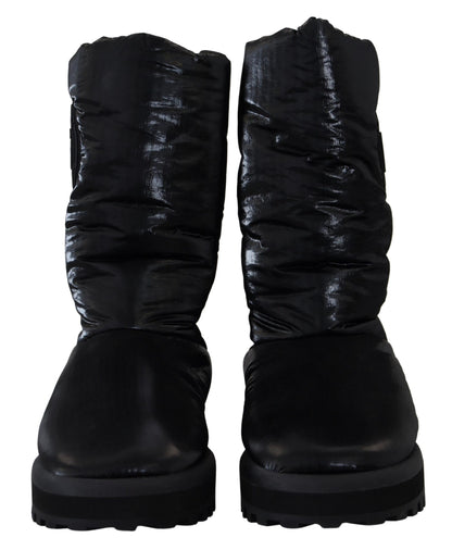 Dolce &amp; Gabbana Black Boots Padded Mid Calf Winter Shoes