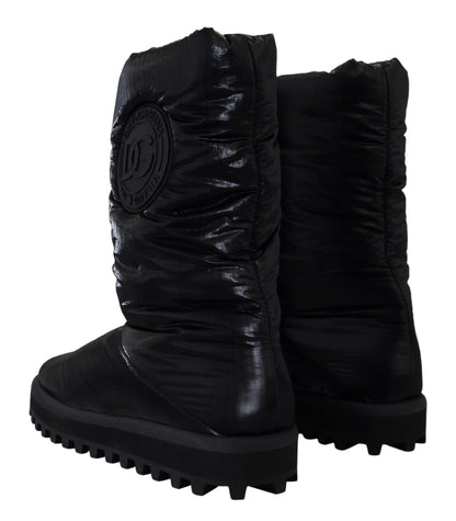 Dolce &amp; Gabbana Black Boots Padded Mid Calf Winter Shoes