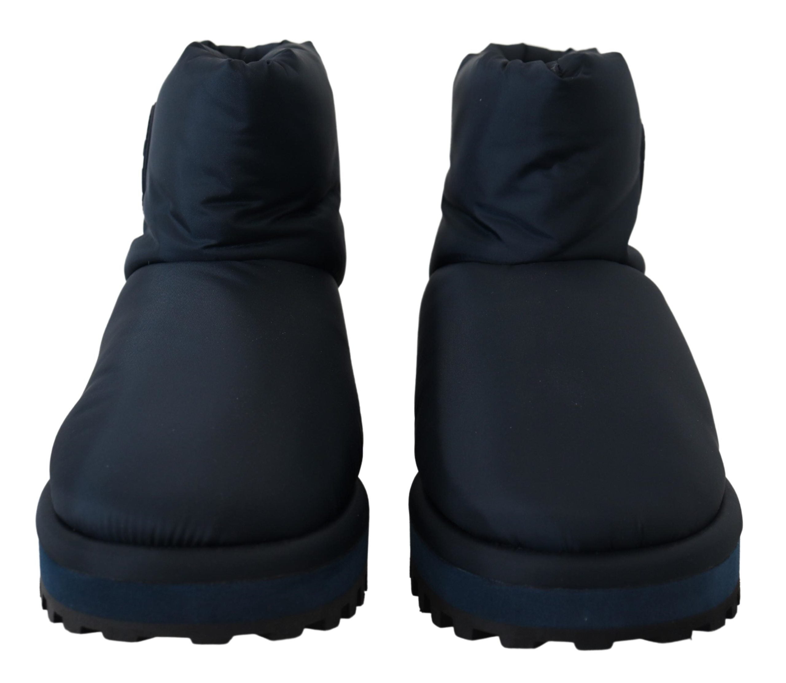 Dolce &amp; Gabbana Blue Nylon Boots Padded Mid Calf Shoes