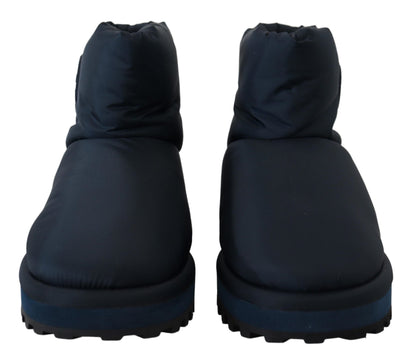 Dolce &amp; Gabbana Blue Nylon Boots Padded Mid Calf Shoes