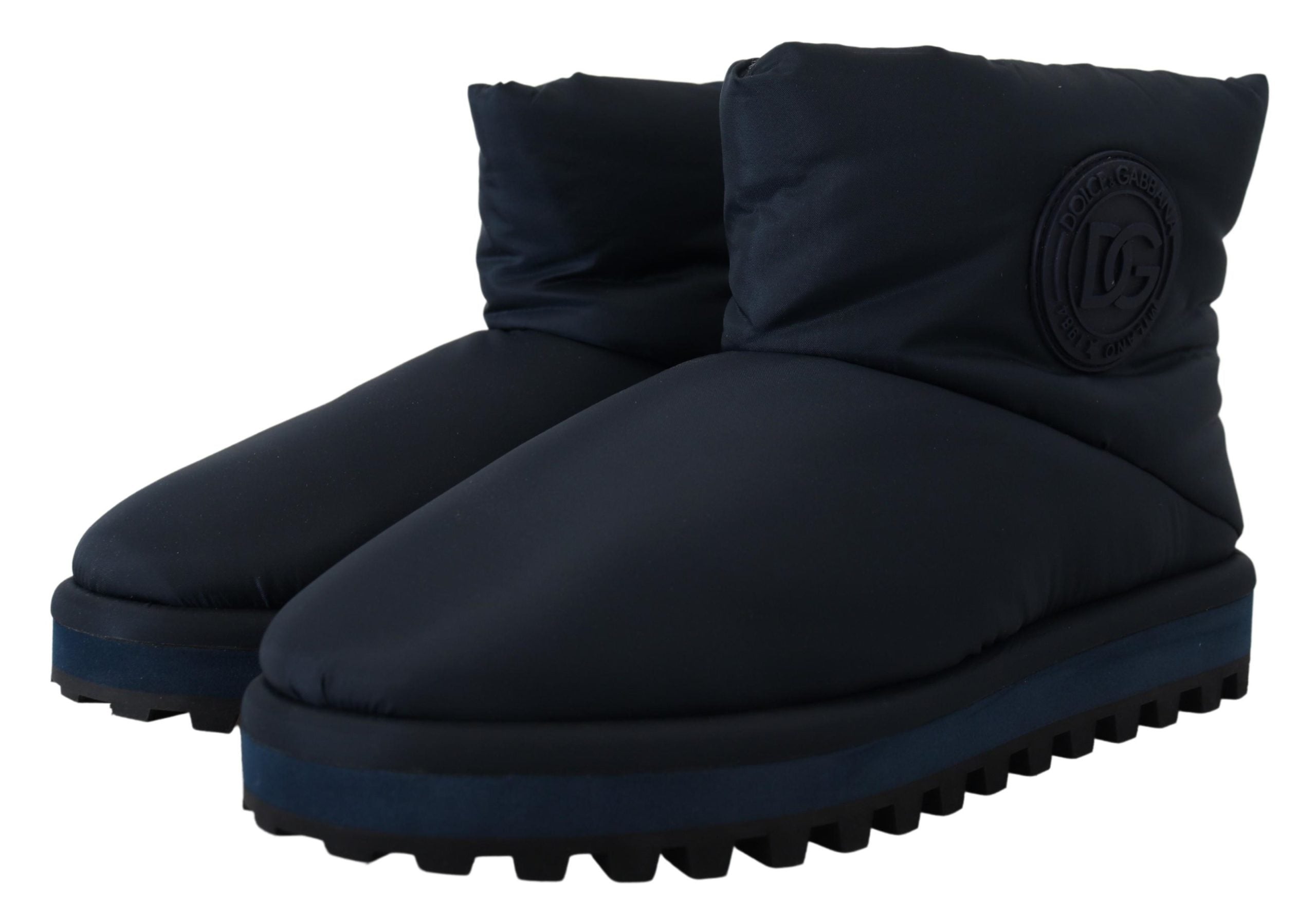 Dolce &amp; Gabbana Blue Nylon Boots Padded Mid Calf Shoes