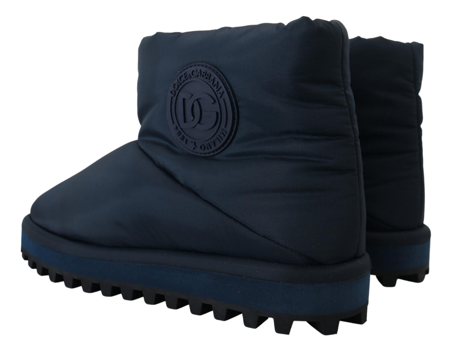 Dolce &amp; Gabbana Blue Nylon Boots Padded Mid Calf Shoes