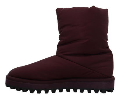 Dolce &amp; Gabbana Bordeaux Nylon Boots Padded Mid Shoes