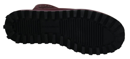 Dolce &amp; Gabbana Bordeaux Nylon Boots Padded Mid Shoes