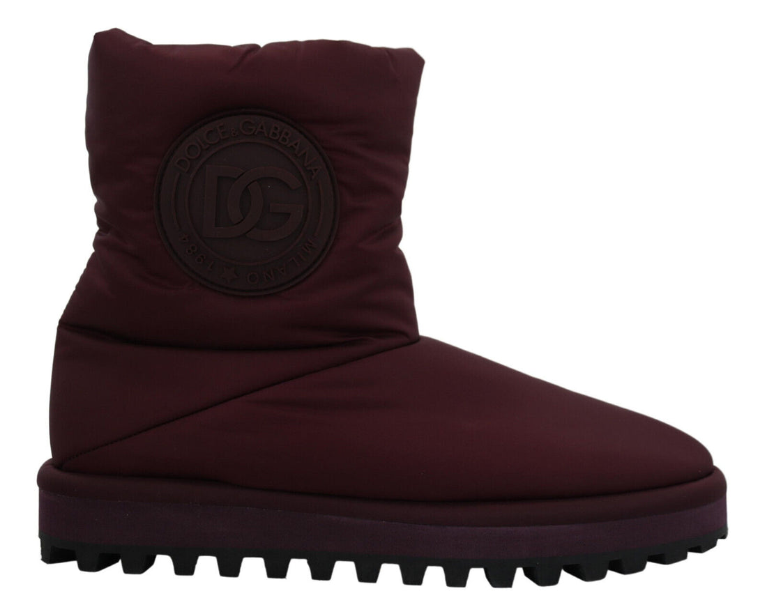 Dolce &amp;amp; Gabbana Bordeaux Nylon Stövlar Vadderade Mellanhöga Skor