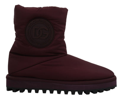 Dolce &amp; Gabbana Bordeaux Nylon Boots Padded Mid Shoes