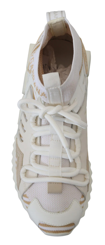 Dolce &amp; Gabbana White Beige Sorrento Sneakers Shoes