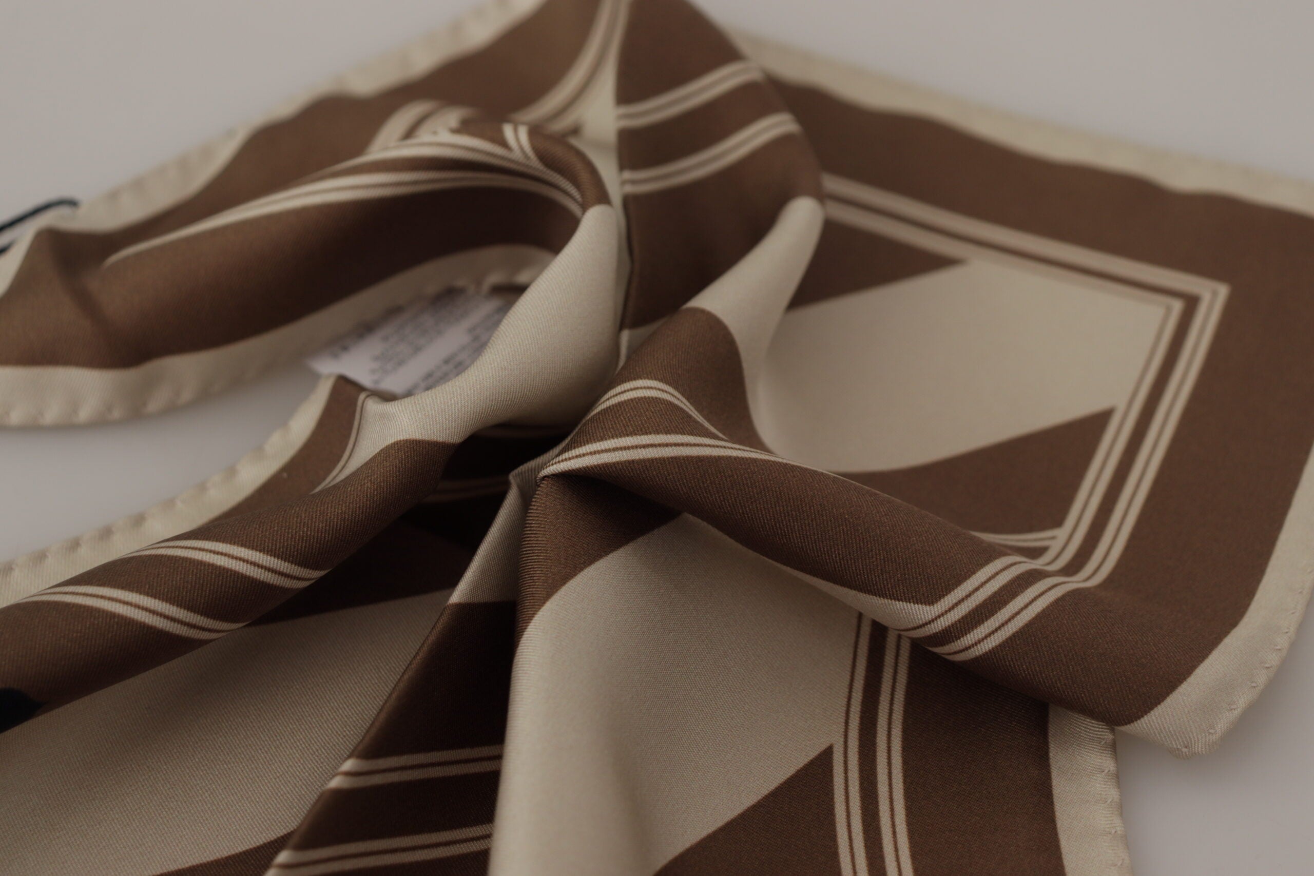 Dolce &amp; Gabbana Brown Stripes DG Logo Square Mens Handkerchief Scarf