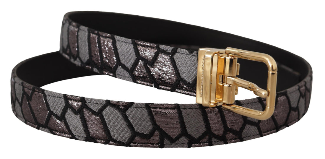 Dolce &amp;amp; Gabbana Multicolor Patchwork Leather Gold Jacquard Bälte