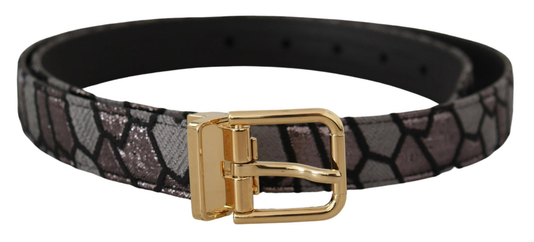 Dolce &amp;amp; Gabbana Multicolor Patchwork Leather Gold Jacquard Bälte