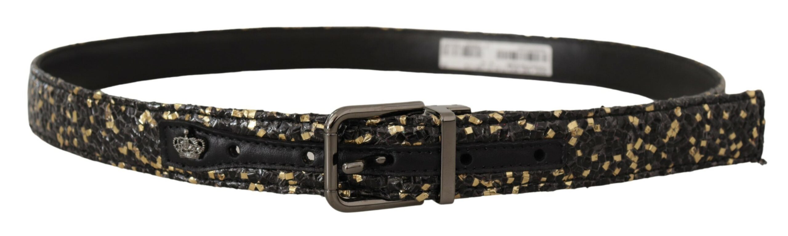 Dolce &amp;amp; Gabbana Guldsvart Tvåfärgat Läderbälte med Kromspänne