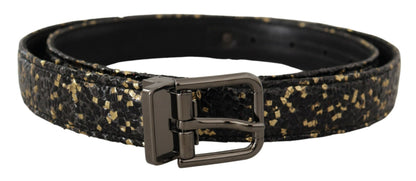 Dolce &amp;amp; Gabbana Guldsvart Tvåfärgat Läderbälte med Kromspänne