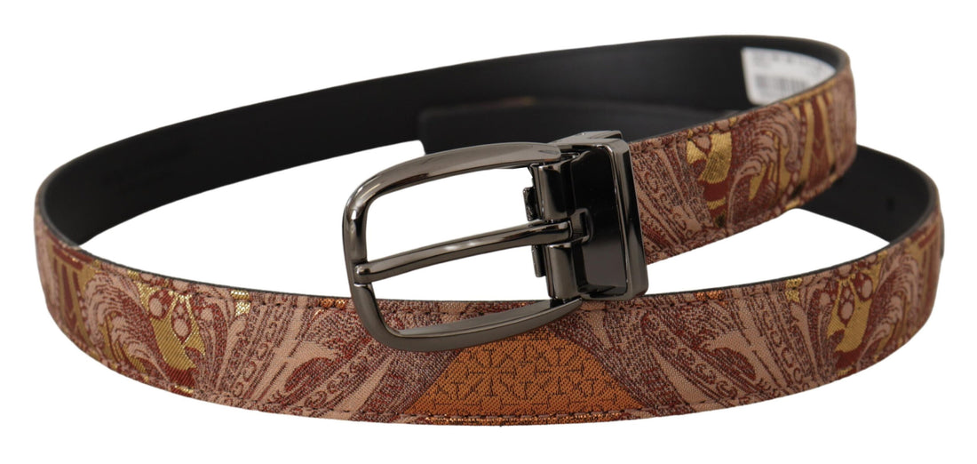 Dolce &amp;amp; Gabbana flerfärgat präglat läderbälte med svart metallspänne