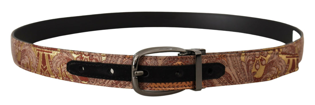 Dolce &amp;amp; Gabbana flerfärgat präglat läderbälte med svart metallspänne
