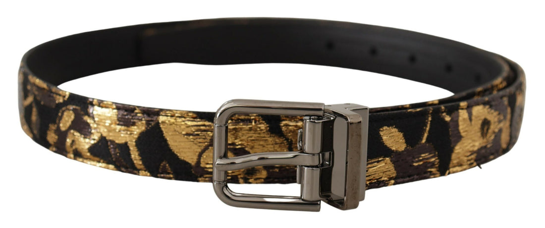 Dolce &amp;amp; Gabbana Flerfärgad Jacquard Läderbälte med Logotyp och Metallspänne