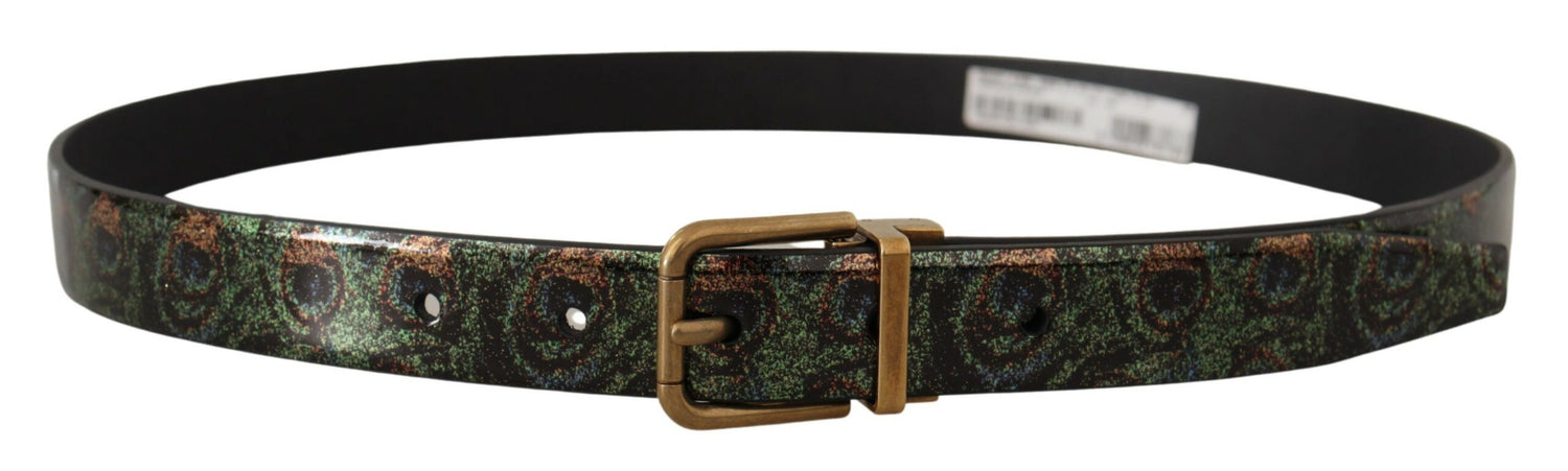 Dolce &amp;amp; Gabbana Multicolor Läder Vernice Pavone Brons Metallbälte