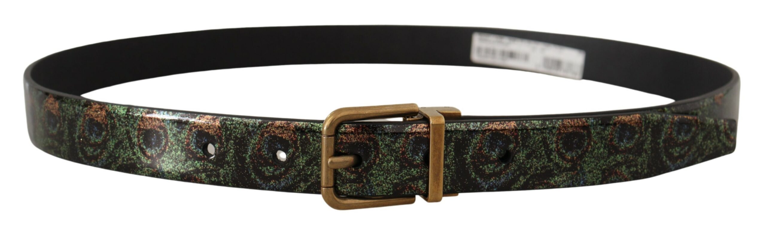 Dolce &amp;amp; Gabbana Multicolor Läder Vernice Pavone Brons Metallbälte