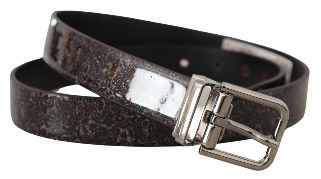 Dolce &amp;amp; Gabbana Black Goccia Glitter Patent Läder Spänne Vernice Bälte