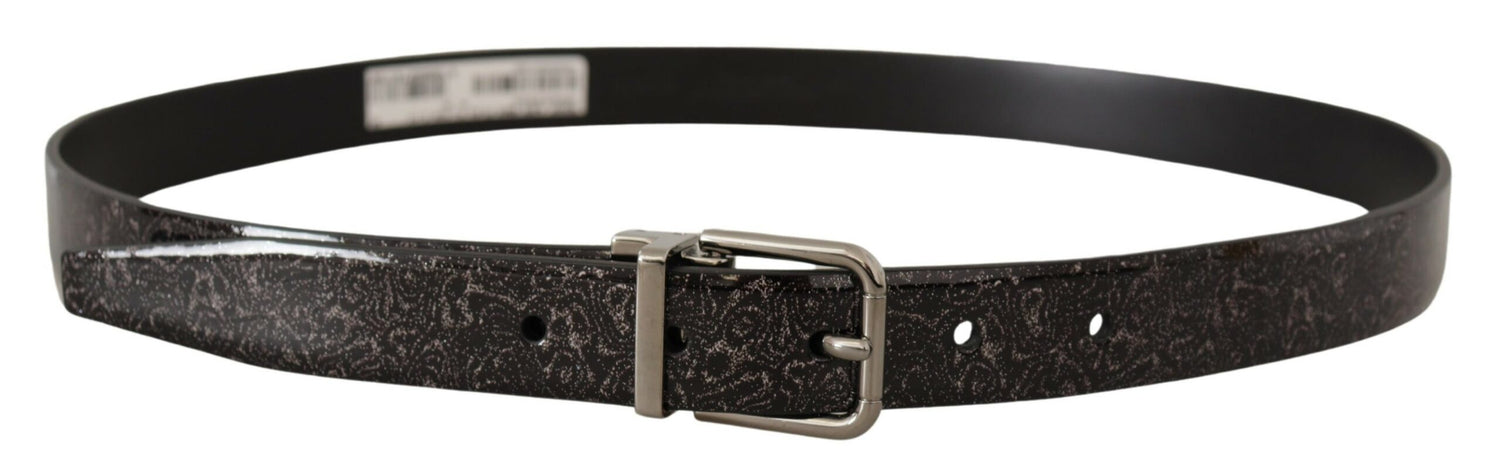 Dolce &amp;amp; Gabbana Black Goccia Glitter Patent Läder Spänne Vernice Bälte