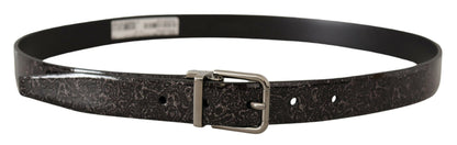 Dolce &amp;amp; Gabbana Black Goccia Glitter Patent Läder Spänne Vernice Bälte
