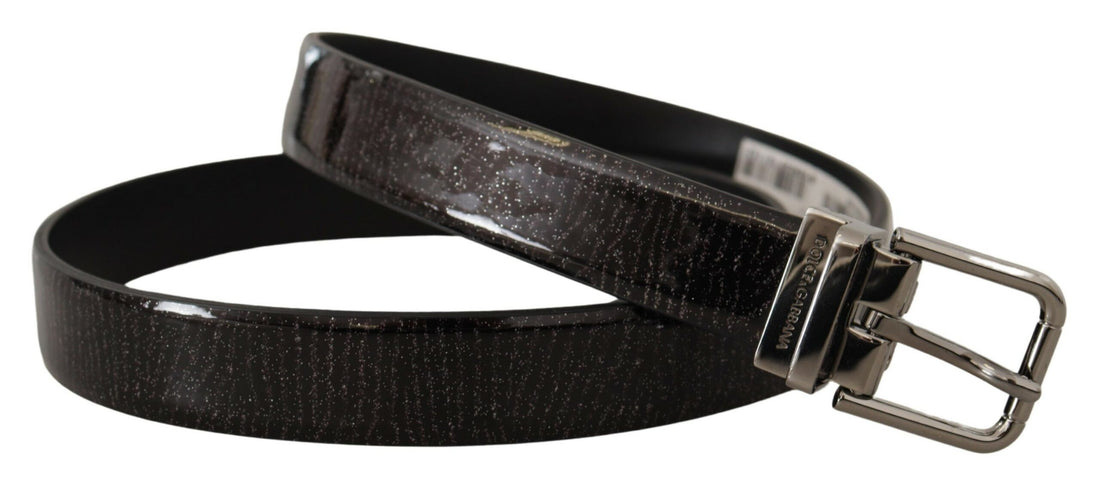 Dolce &amp;amp; Gabbana Svart Läderbälte med Vernice Metallspänne