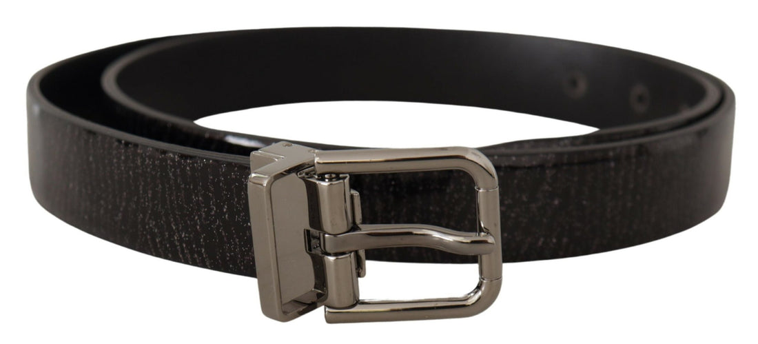 Dolce &amp;amp; Gabbana Svart Läderbälte med Vernice Metallspänne