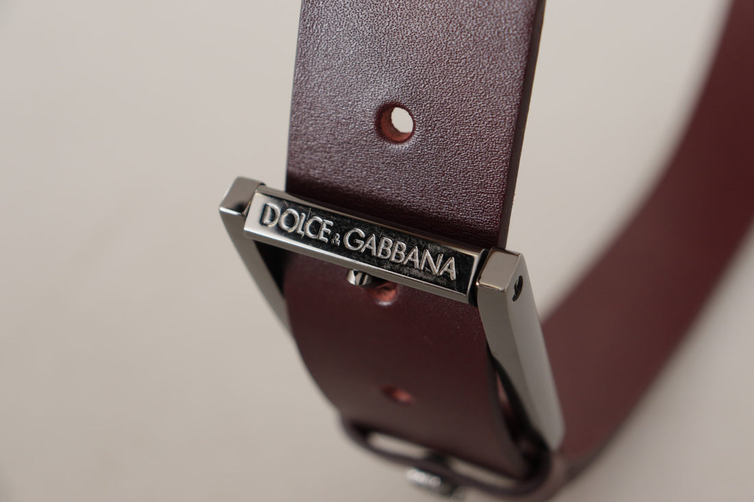 Dolce &amp;amp; Gabbana Brunt Läderbälte med Silverfärgad Metallkronspänne