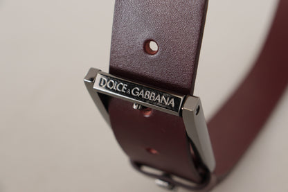 Dolce &amp;amp; Gabbana Brunt Läderbälte med Silverfärgad Metallkronspänne