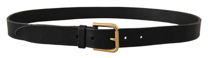 Dolce &amp; Gabbana Brown Classic Leather Gold Metal Buckle Belt