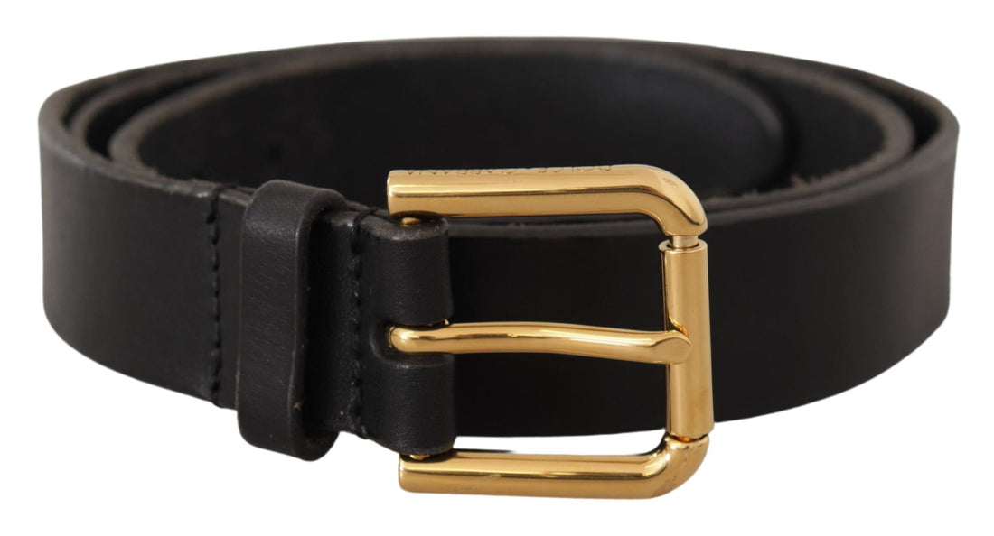 Dolce &amp; Gabbana Brown Classic Leather Gold Metal Buckle Belt