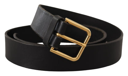 Dolce &amp; Gabbana Brown Gold Metal Logo Buckle Calf Leather Belt