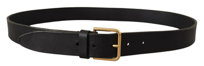 Dolce &amp; Gabbana Brown Gold Metal Logo Buckle Calf Leather Belt