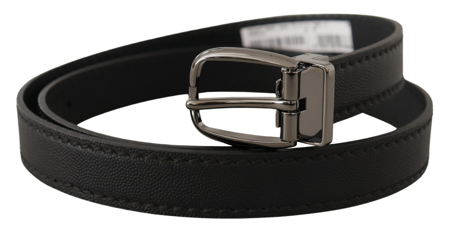 Dolce &amp;amp; Gabbana svart läderbälte med metallspänne och logotyp