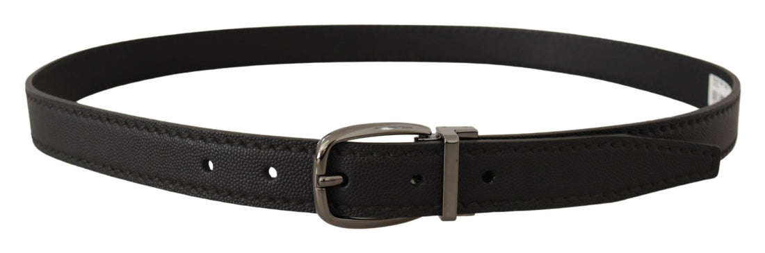 Dolce &amp; Gabbana Black Leather Metal Logo Buckle Belt