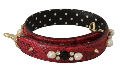 Dolce &amp; Gabbana Red Exotic Leather Crystals Bag Shoulder Strap