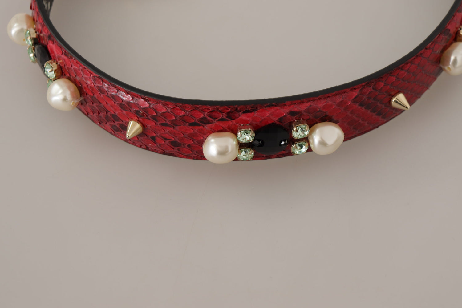 Dolce &amp; Gabbana Red Exotic Leather Crystals Bag Shoulder Strap