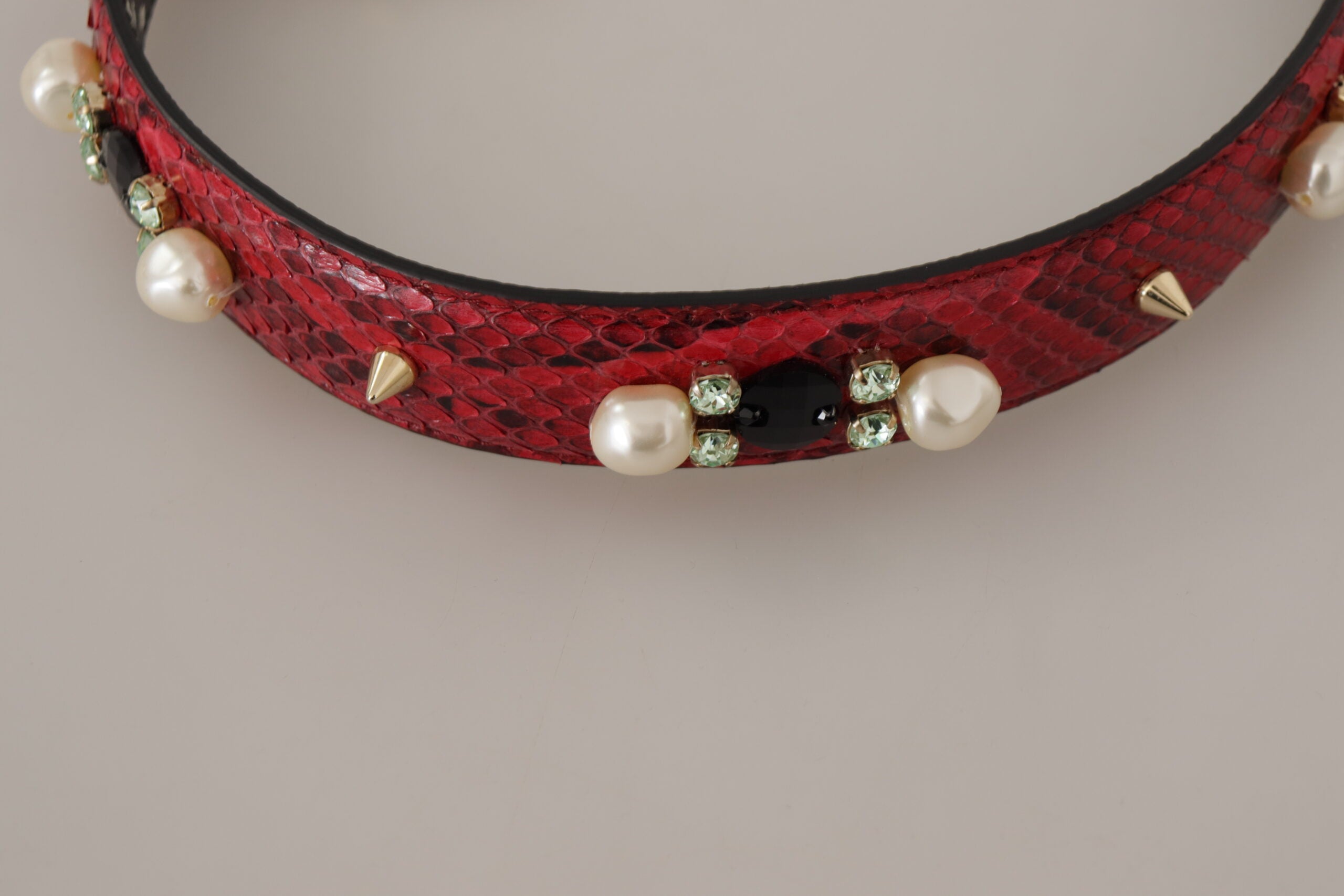 Dolce &amp; Gabbana Red Exotic Leather Crystals Bag Shoulder Strap