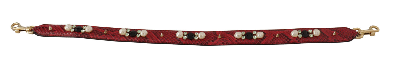 Dolce &amp; Gabbana Red Exotic Leather Crystals Bag Shoulder Strap