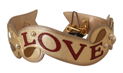 Dolce &amp; Gabbana Gold Leather LOVE Patch Bag Shoulder Strap