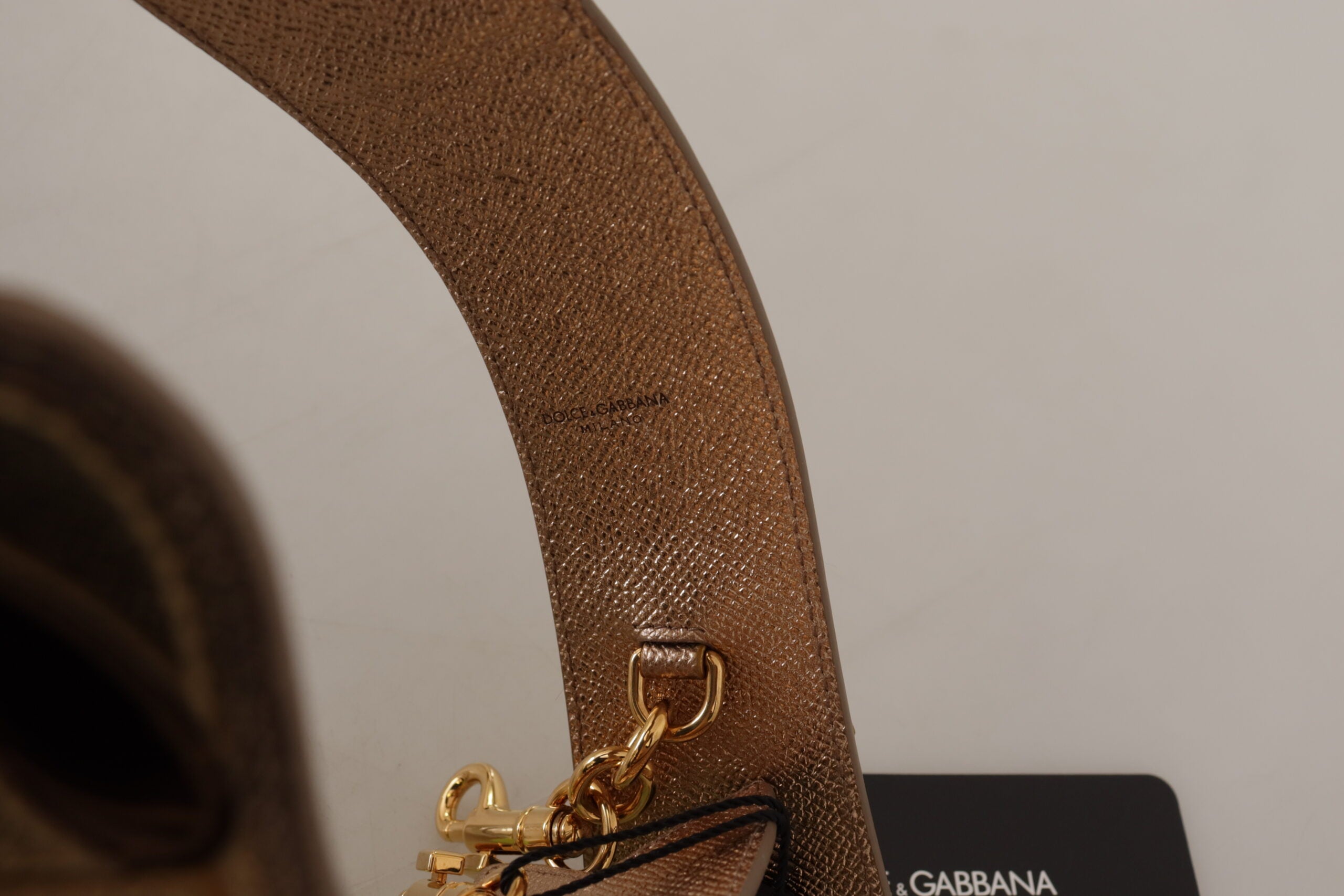 Dolce &amp; Gabbana Gold Leather LOVE Patch Bag Shoulder Strap