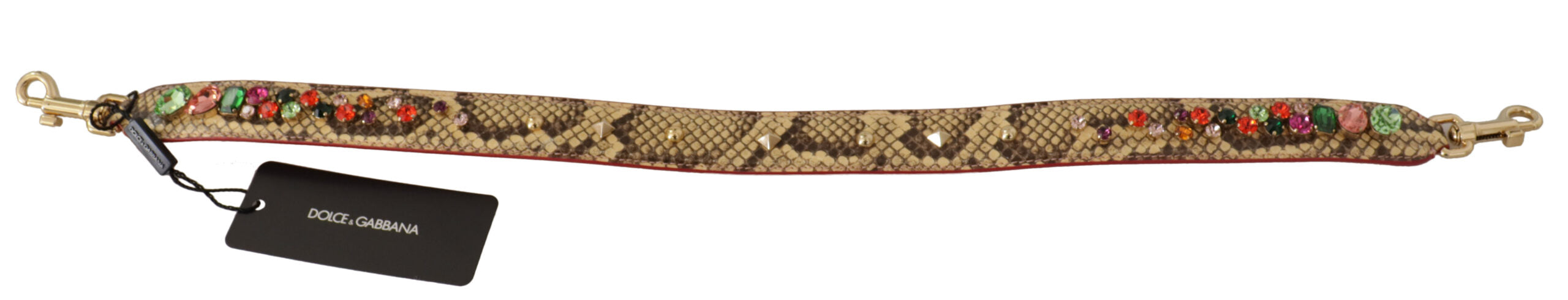Dolce &amp;amp; Gabbana Beige Exotiska Läderkristaller Axelrem
