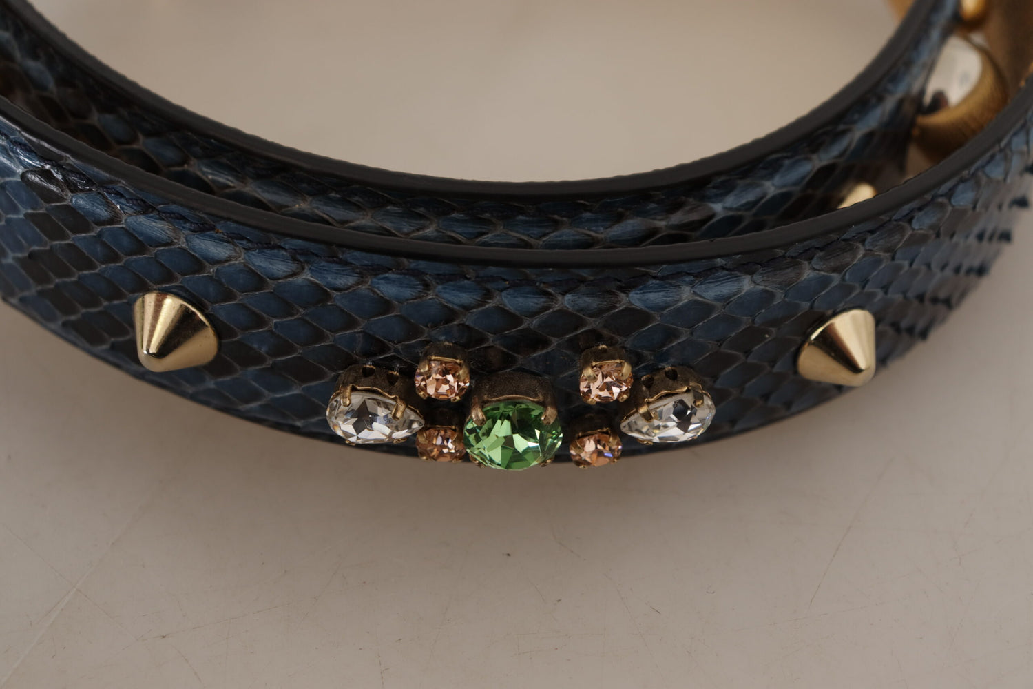Dolce &amp;amp; Gabbana Blå Exotiska Läderkristaller Axelrem