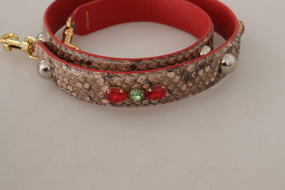 Dolce &amp;amp; Gabbana Brun Python Läder Kristaller Axelrem