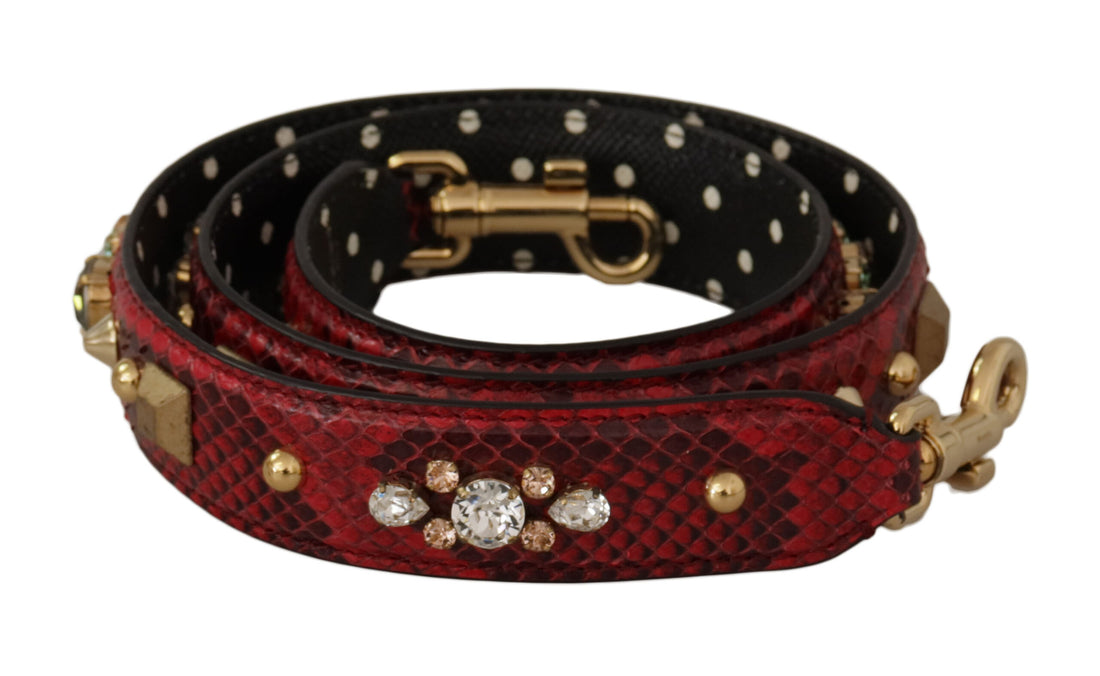 Dolce &amp;amp; Gabbana Röd Pyton Läderkristall Vändbar Axelrem
