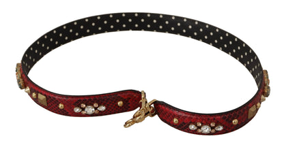 Dolce &amp;amp; Gabbana Röd Pyton Läderkristall Vändbar Axelrem