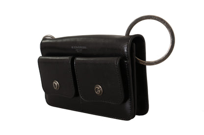Dolce &amp; Gabbana Black Leather Wristlet Mini Bag Card Bill Wallet