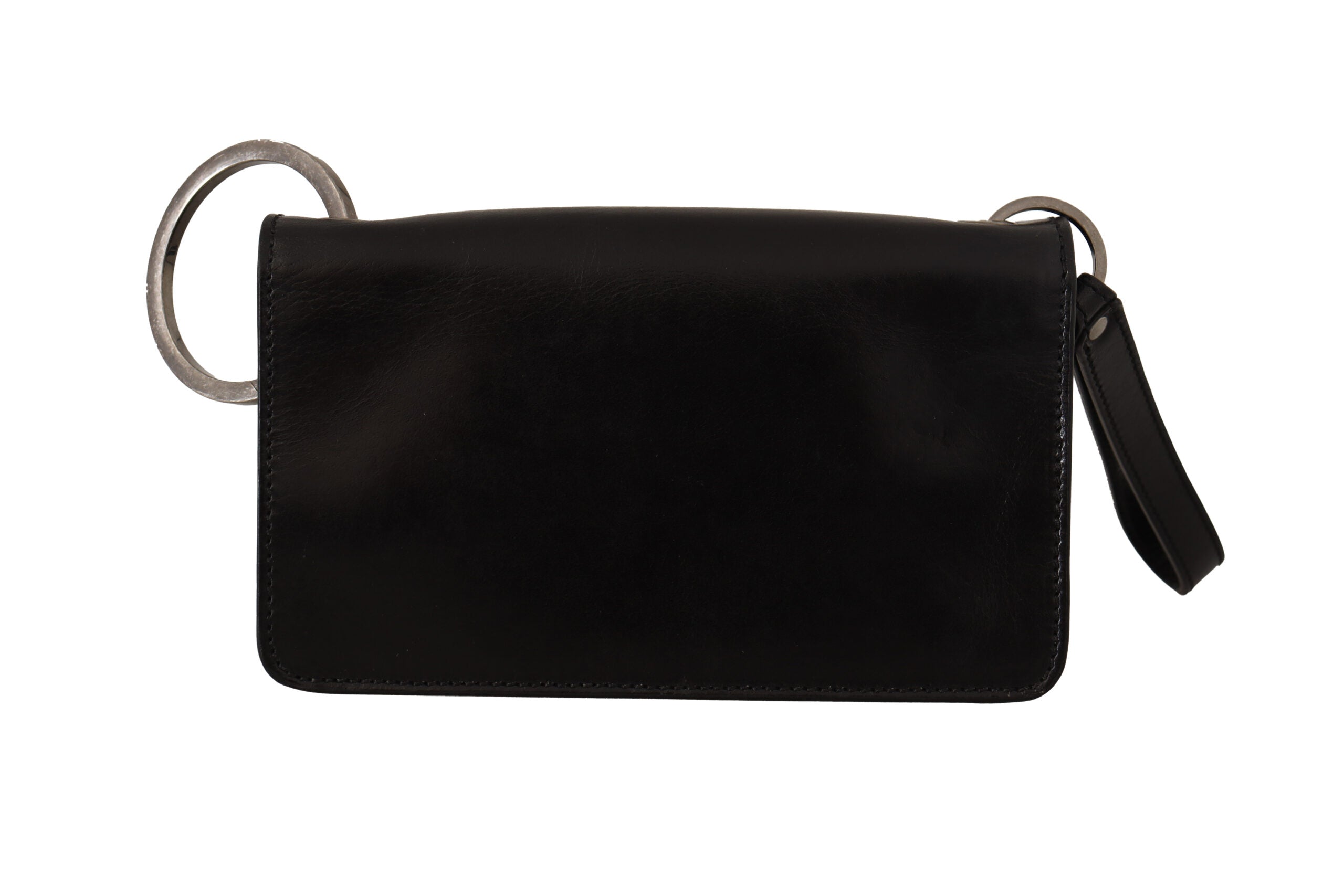 Dolce &amp; Gabbana Black Leather Wristlet Mini Bag Card Bill Wallet