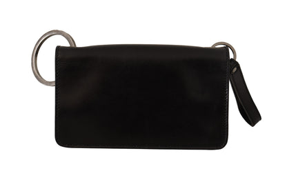 Dolce &amp; Gabbana Black Leather Wristlet Mini Bag Card Bill Wallet