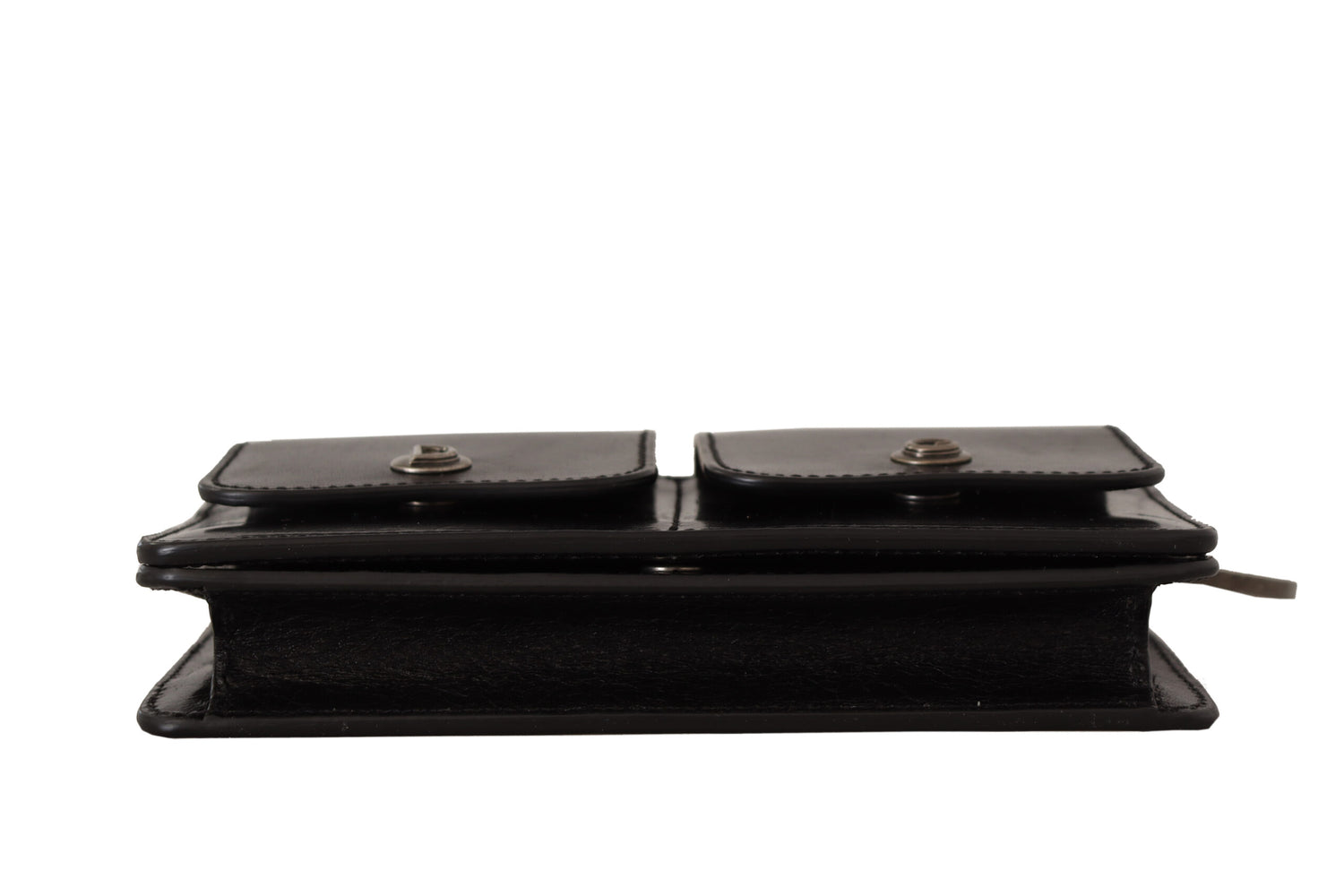 Dolce &amp; Gabbana Black Leather Wristlet Mini Bag Card Bill Wallet